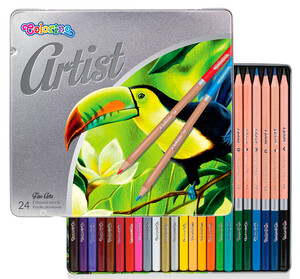 Товари для малювання: Карандаши цветные в металлической упаковке, серия Artist, 24 цвета, Colorino