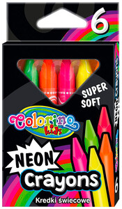Товари для малювання: Карандаши восковые трехгранные NEON JUMBO, 6 цветов, Colorino