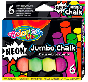 Товары для рисования: Мелки цветные неоновые Jumbo, 6 цветов, Colorino