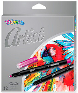 Товари для малювання: Маркеры для эскизов Artist Fineliner 12 цветов 0.8 мм, Colorino