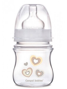 Поильники, бутылочки, чашки: Бутылка с широким отверстием, антиколикова EasyStart, 120 мл, бежевые сердца, Canpol babies