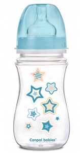 Поильники, бутылочки, чашки: Бутылка с широким отверстием, антиколикова EasyStart, 240 мл, синие звезды, Canpol babies