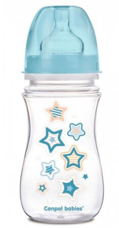 Бутылочки: Бутылка с широким отверстием, антиколикова EasyStart, 240 мл, синие звезды, Canpol babies