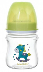 Поильники, бутылочки, чашки: Бутылка с широким отверстием, антиколикова EasyStart, 120 мл, зеленая лошадка, Canpol babies