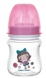 Поїльники, пляшечки, чашки: Бутылка с широким отверстием, антиколикова EasyStart, 120 мл, розовая кукла, Canpol babies