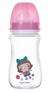 Пляшечки: Бутылка с широким отверстием, антиколикова EasyStart, 240 мл, розовая кукла, Canpol babies