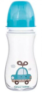 Бутылочки: Бутылка с широким отверстием, антиколикова EasyStart, 300 мл, синяя машина, Canpol babies