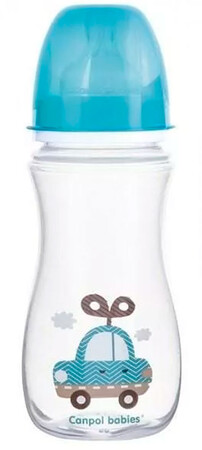 Пляшечки: Бутылка с широким отверстием, антиколикова EasyStart, 300 мл, синяя машина, Canpol babies