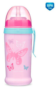Поїльники, пляшечки, чашки: Поильник-непроливайка Butterfly, 350 мл., розовый, Canpol babies
