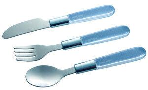 Детская посуда и приборы: Набор металлический (ложка, вилка, нож), белый, Canpol babies
