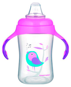 Поильники, бутылочки, чашки: Поильник с силиконовой трубочкой Birds, 300 мл, розовый, Canpol babies