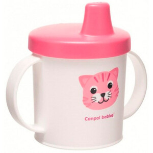 Чашки: Кружка тренировочная Happy faces, розовая, Canpol babies