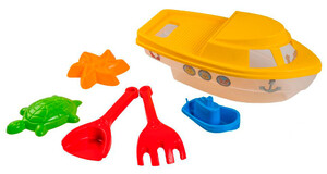Ігри та іграшки: Набір для піску Кораблик, 7 елементів, жовтий, Wader