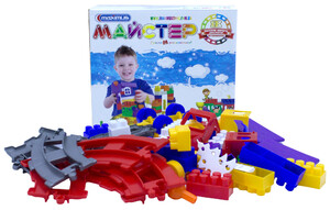 Ігри та іграшки: Конструктор Мастер, железная дорога, 56 эл., Maximus