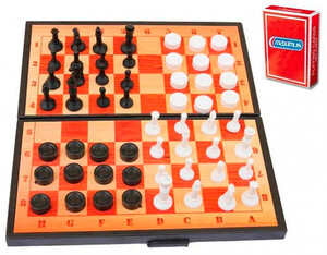 Ігри та іграшки: Набор 3 в 1 (шахматы, шашки, нарды, игральные карты), Maximus