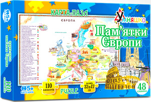 Пазлы и головоломки: Пазл Карта Европы, 110 эл., Умняшка