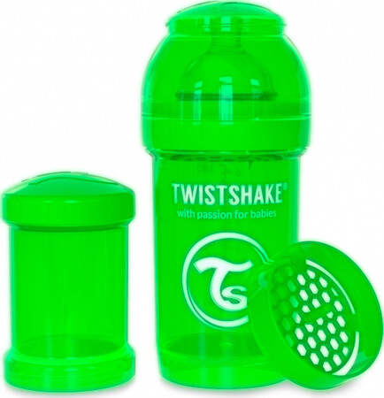 Пляшечки: Антиколиковая бутылочка 180мл, зеленая Twistshake