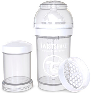 Поильники, бутылочки, чашки: Антиколиковая бутылочка 180 мл, белая Twistshake