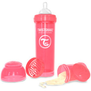 Поильники, бутылочки, чашки: Антиколиковая бутылочка 330 мл, персиковая Twistshake