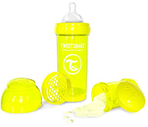 Поильники, бутылочки, чашки: Антиколиковая бутылочка 260 мл, желтая Twistshake
