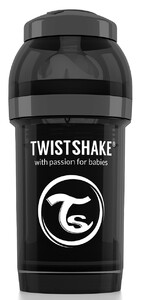 Поильники, бутылочки, чашки: Антиколиковая бутылочка 180 мл, черная Twistshake