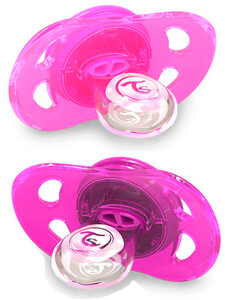 Пустушки та соски: Ортодонтична силіконова пустушка 0-6 міс., рожева / фіолетова Twistshake