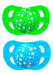 Ортодонтична силіконова пустушка 0-6 міс., Блакитна / зелена дополнительное фото 2.