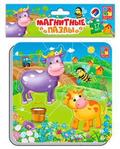Пазлы и головоломки: Корова и теленок, мягкие пазлы-мозаика, настольная игра, Vladi Toys