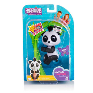 Интерактивные игрушки и роботы: Интерактивная ручная панда Дрю (черная), Fingerlings