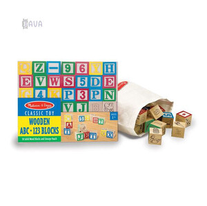 Кубики, пірамідки і сортери: Дерев'яні кубики «Англійський алфавіт та цифри», Melissa & Doug