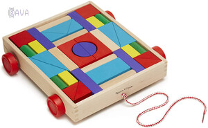 Развивающие игрушки: Набор деревянных блоков на тележке, 36 дет., Melissa & Doug