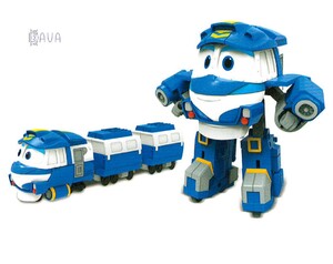 Роботы-трансформеры: Игровой набор Трансформер Кей с двумя вагонами, Robot Trains