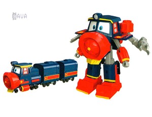 Интерактивные игрушки и роботы: Игровой набор Трансформер Виктор с двумя вагонами, Robot Trains