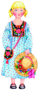 Аппликации и декупаж: Кукла Василиса, Игровой набор для девочек из картона (одевай и играй), Умная бумага