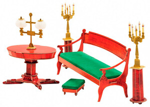 Диван и овальный стол, Сборная модель из картона, Умная бумага