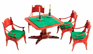 Ломберний стіл з кріслами, Збірна модель з картону, Умная бумага