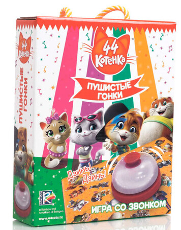 Настільні ігри: Пушистые гонки, игра со звонком, 44 Кота (рус), Vladi Toys