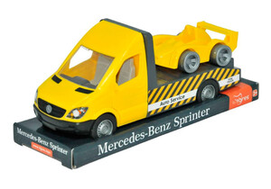 Городская и сельская техника: Mercedes-Benz Sprinter эвакуатор (желтый) на планшетке, 1:24, Tigres