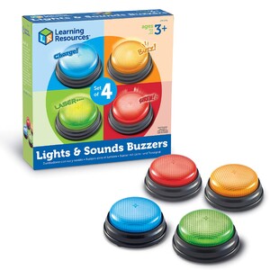 Гигантские кнопки: Светящиеся и звуковые кнопки для голосования и ответов (4 шт.) от Learning Resources