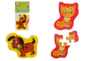 Мягкие: Котенок и щенок, Магнитные Baby Puzzle, Vladi Toys
