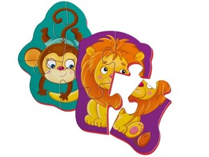 Мягкие: Львенок и Обезьяна, Магнитные Baby Puzzle, Vladi Toys