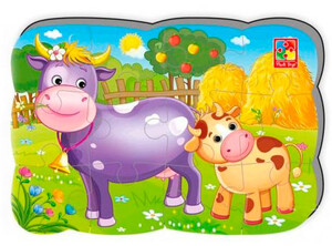 Пазлы и головоломки: Корова и Теленок, магнитный пазл, Vladi Toys