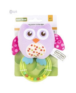 Розвивальні іграшки: Іграшка-брязкальце з кільцем, Baby team (сова, фіолетовий)