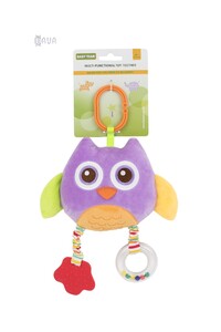 Брязкальця і прорізувачі: М'яка багатофункціональна іграшка-прорізувач, Baby team (сова, фіолетовий)