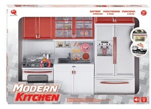Сюжетно-ролевые игры: Кухня в красном цвете кукольная, 47,5 х 35 см., QunFengToys