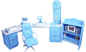 Офис кукольный со звуком и светом, голубой, QunFengToys