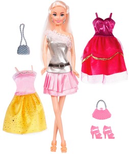 Куклы: Кукла Ася брюнетка + 3 наряда ТМ Ася серия Яркая в моде