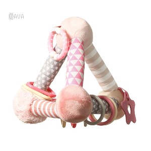 Розвивальні іграшки: Розвивальна м'яка іграшка-брязкальце «Рожева піраміда», BabyOno