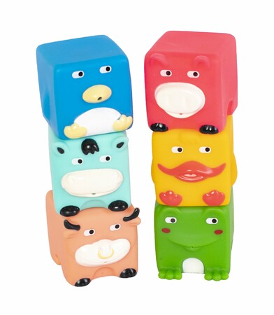 Іграшки для ванни: Набір іграшок для ванни «Кубики-звірята, з каченям», 6 шт., Baby team