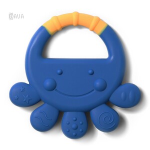 Игры и игрушки: Прорезыватель для зубов силиконовый желто-синий «Осьминог», BabyOno